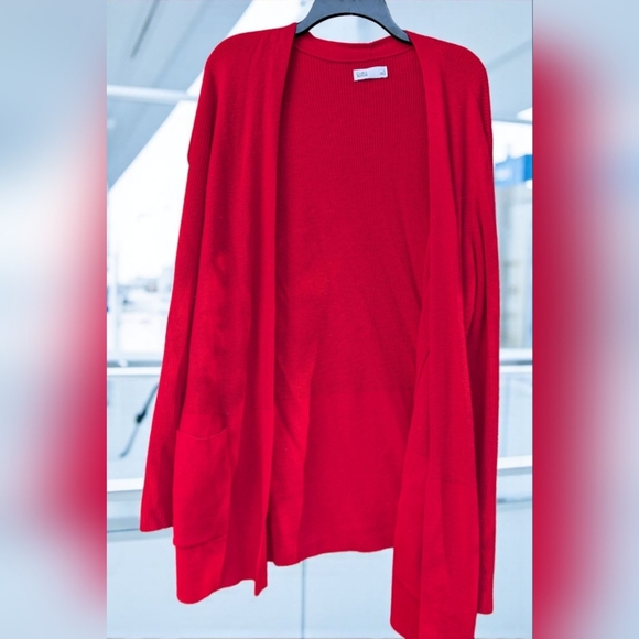 Croft & Barrow Classic Ribbed Open-Front CardiganColor: Red, Size: LARGE (EUC) - Picture 5 of 8